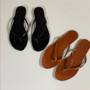 Flip Flops Sandals Black Tan Banana American Eagle